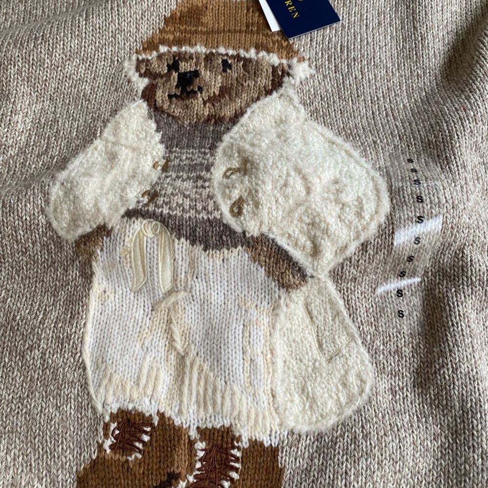 Rare and sold out! Polo by Ralph Lauren Bear Knit Sweater in Cream and Brown